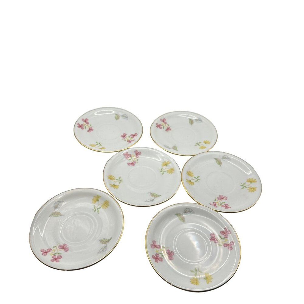 Set of 6 Winterling pattern 62 Germany 4.5” white floral saucers